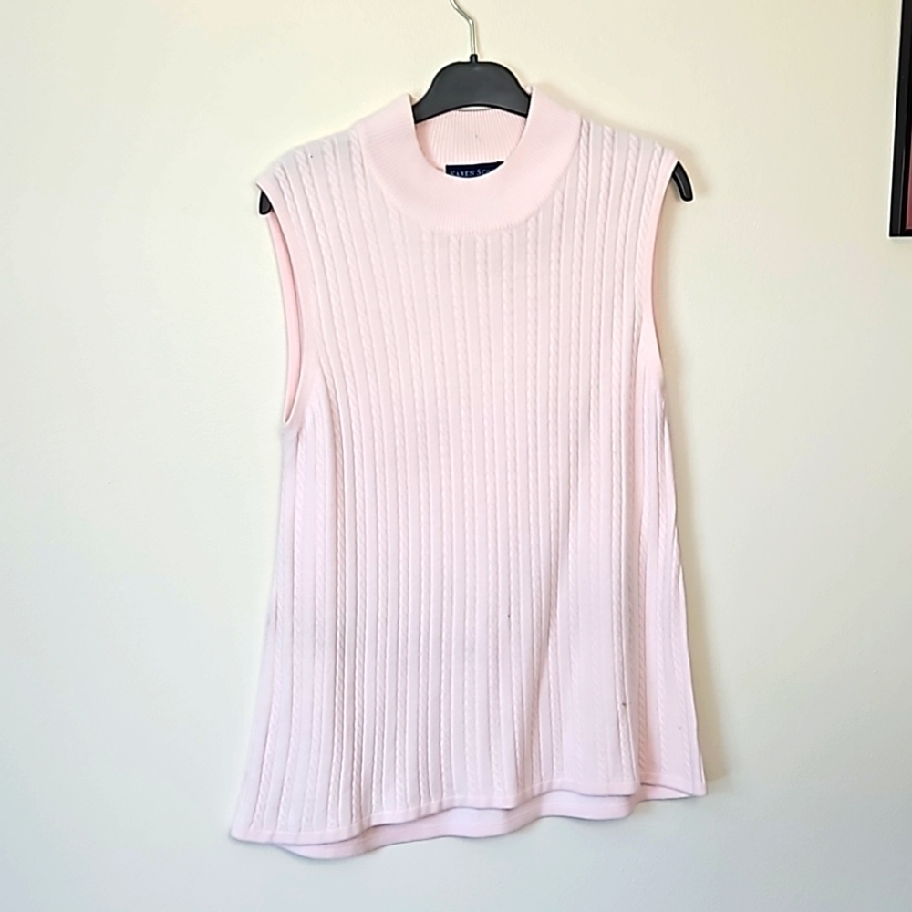 Karen Scott Large Cable Knit Tank Top Barbie Pink